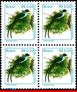 2490 BRAZIL 1997 BIRDS, TYRANNUS SAVANA, FAUNA, MI# 2775 RHM 741, BLOCK MNH