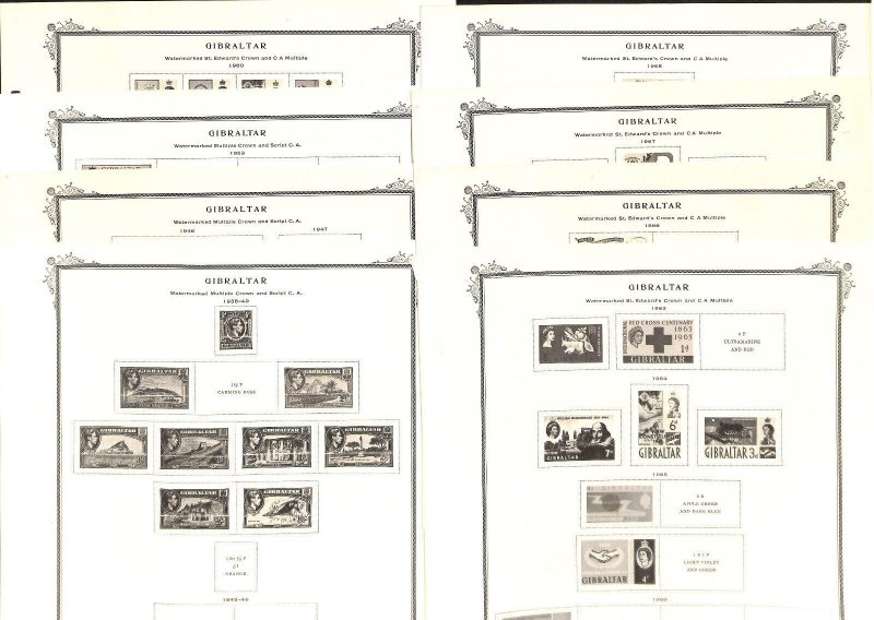 Gibralter Stamp Collection on 22 Scott Specialty Pages, 1886-1971 (BI)