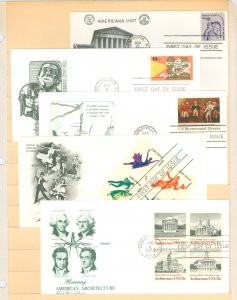 US 1592/1782 1977 5 U/A FDCs with artcraft, artmaster & ATA cachets, 2 with blocks of 4