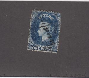 CEYLON # 17 QUEEN VICTORIA  1p    DEEP BLUE   CAT VALUE $18