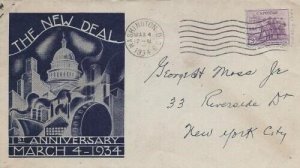 THE NEW DEAL 1st ANNIV. 1934 - R. H. Macy & Co cachet