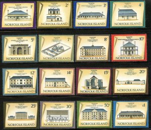 NORFOLK ISLAND Sc#156-171 1973-75 Buildings Complete Set OG Mint LH