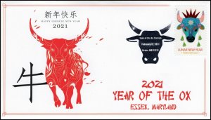 21-028, 2021,Year of the OX, Event Cover, Pictorial Postmark, SC 5556, Essex MD