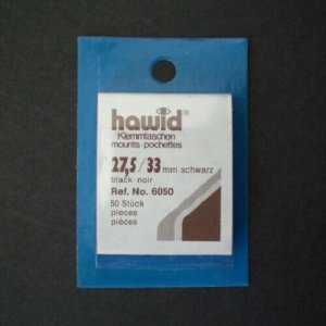 Hawid Stamp Mount 27/33 mm (27.5) - BLACK (Pack of 50) (27x33  27mm) PRECUT 6050