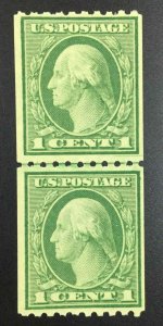 MOMEN: US STAMPS #448 LINE PAIR MINT OG NH LOT #74919*