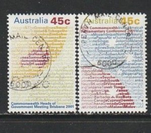 2001 Australia - Sc 1998-9 - used VF - 2 single-Commonwealth Heads of government