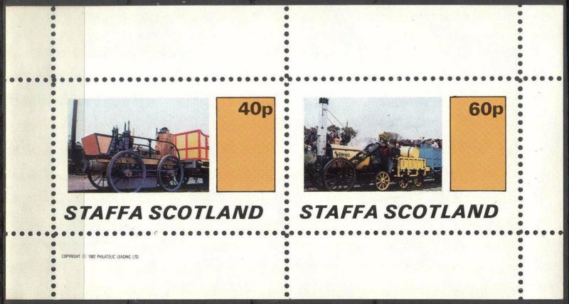 {ST252} Staffa Scotland Trains (1) Sh. of 2 MNH Local Cinderella !!