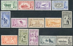 FALKLAND IS. Sc#107-120 1952 KGVI New Pictorials Complete Set OG Mint Hinged