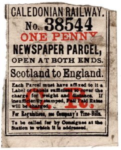 (I.B) Caledonian Railway : Newspaper Parcel 1d (Scotland to England) 