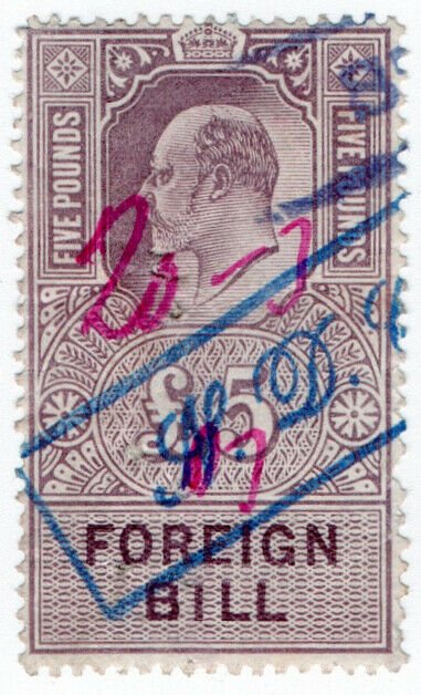 (I.B) Edward VII Revenue : Foreign Bill £5