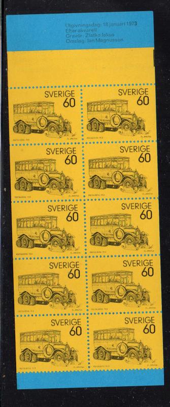 Sweden Sc 990a 1973 Postal Bus stamp booklet mint NH