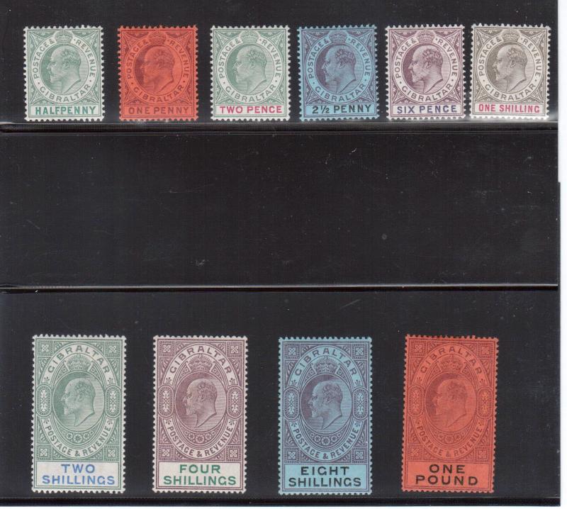 Gibraltar #39 - #48 (SG #46 - #55) VF Mint Fresh Set