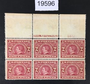 MOMEN: US STAMPS # 370 MINT OG NH PLATE BLOCK OF 6 VF+ $320  LOT #19596