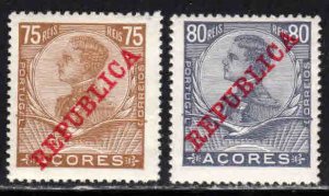 Azores #133-34 ~ Unused, HM  #133 thin  (1910)