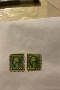 #405 1c Washington stamps 2 used 1912