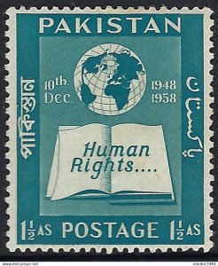 PAKISTAN 1958 QEII 1½a Turquorise Blue, Tenth Anniv of Declaration of Human ...