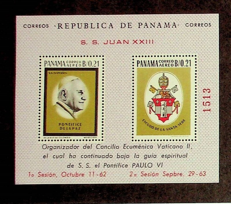 PANAMA Sc C332a NH SOUVENIR SHEET OF 1964 - POPE JOHN XXIII