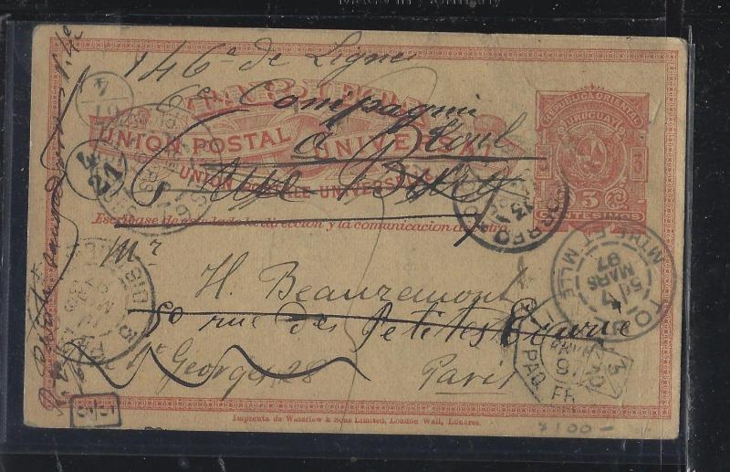 URUGUAY   (PP2604B)  1897 5C PSC TO FRANCE