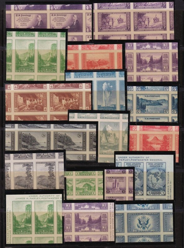 1934 Imperf Farley National Parks etc Sc 754-771 NGAI GEM Superb pairs set