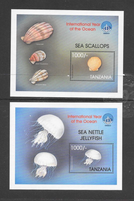 SHELLS - TANZANIA #1735-6 SHELLS & JELLYFISH S/S MNH