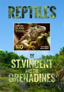 UNION ISLAND 2015 - REPTILES OF ST. VINCENT - STAMP SOUVENIR SHEET - MNH