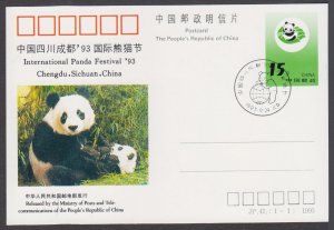 China PRC 1993 JP42 International Panda Festival Postcard Postmark A