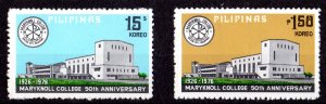 Philippines 1976 Sc#1295/1296 MARYKNOLL COLLEGE 50th.ANNIVERSARY Set (2) MNH