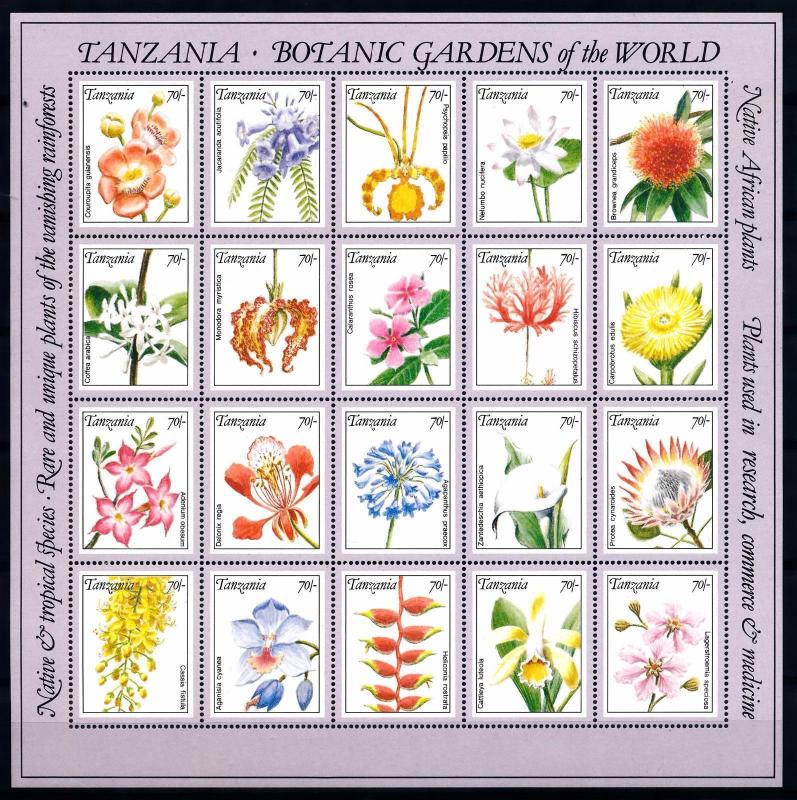 [66848] Tanzania 1992 Flora Flowers Blumen Botanic Garden Sheet MNH