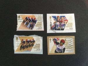 GB 2012. London Olympics.  4 used stamps on paper from set of 29 - cycling