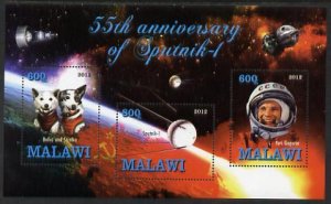 MALAWI - 2012 - Sputnik I - Perf 3v Sheet - MNH - Private Issue