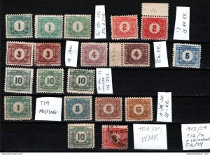Uruguay Postage Due the 1922/29 set + unclassified varieties unusual valuable