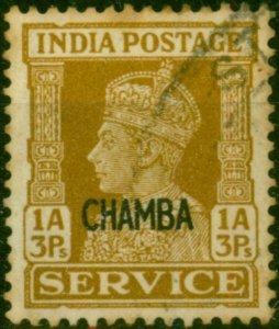 Chamba 1941 1a3p Yellow-Brown SG077 Fine Used (2)