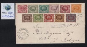 WC1_26351. SAN MARINO. Richly franked 1899 cover w. rare stamps. Diena certif.