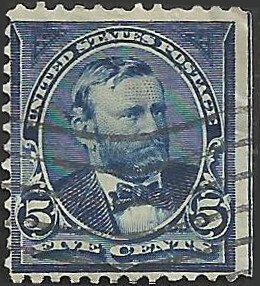 # 281 Dark Blue Used Line Thru Left 5 Ulysses S. Grant