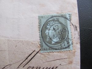 FRANCE USED 1853-60 SC 12 ON A PIECE VF $70 (164)