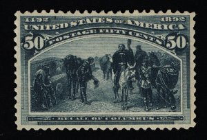 EXCEPTIONAL GENUINE SCOTT #240 VF-XF MINT PRISTINE OG NH 50₵ COLUMBIAN EXPO.