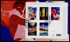 Canada 3333 on FDC - Vintage Travel Posters, Lighthouse, Train, Skiing