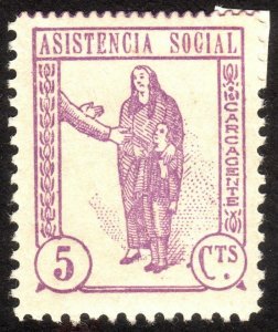 Spain 5c, Charity stamp, MH