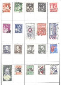 Czechoslovakia #Z38 Mixture Page of 20 stamps Collection / Lot