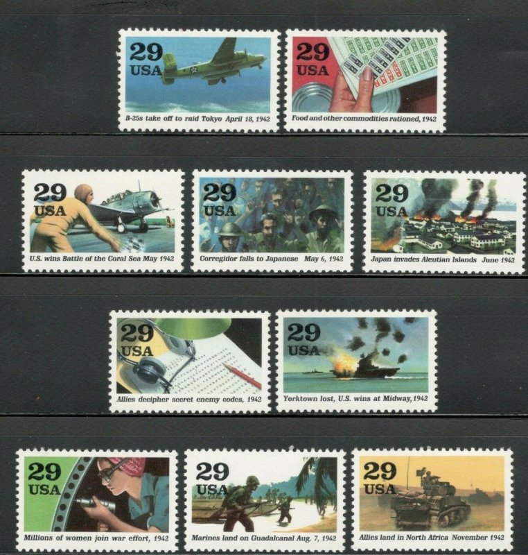 2697 (a-j) 1942 Into the Battle Set Of 10 Mint/nh (A-316)