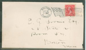 US  Involute flag, Boston, Sep. 18, 1899, Letter L between the Stripes