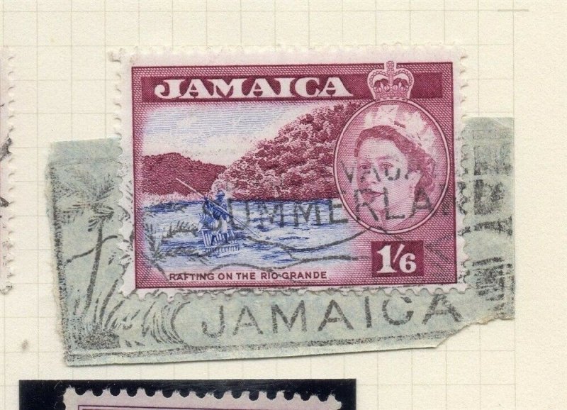 Jamaica 1956 Early Issue Fine Used 1S.6d. Postmark Piece 283899 