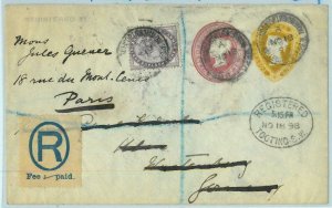 BK0852 - GB - POSTAL HISTORY -  STATIONERY COVER to Paris  REGISTERED  1898