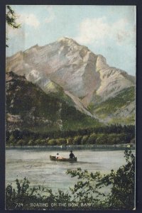 CANADA POSTAL HISTORY - BANFF, ALBERTA boating on the Bow River  POSTCARD