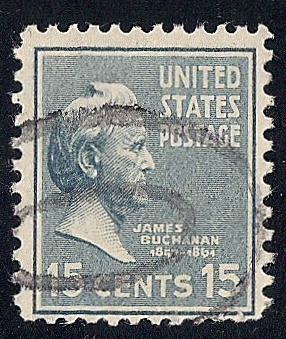 820 15 cent James Buchanan Stamp used AVG