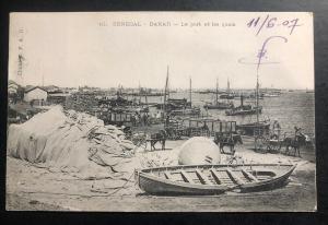 1907 Dakar Senegal RPPC Postcard Cover To Bamako French Africa Port View