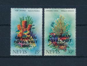 [49313] Nevis 1985 Marine life Fish Corals Overprint Royal visit MNH