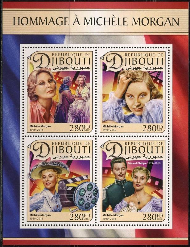 DJIBOUTI 2017 TRIBUTE TO MICHELE MORGAN  SHEET MINT NH