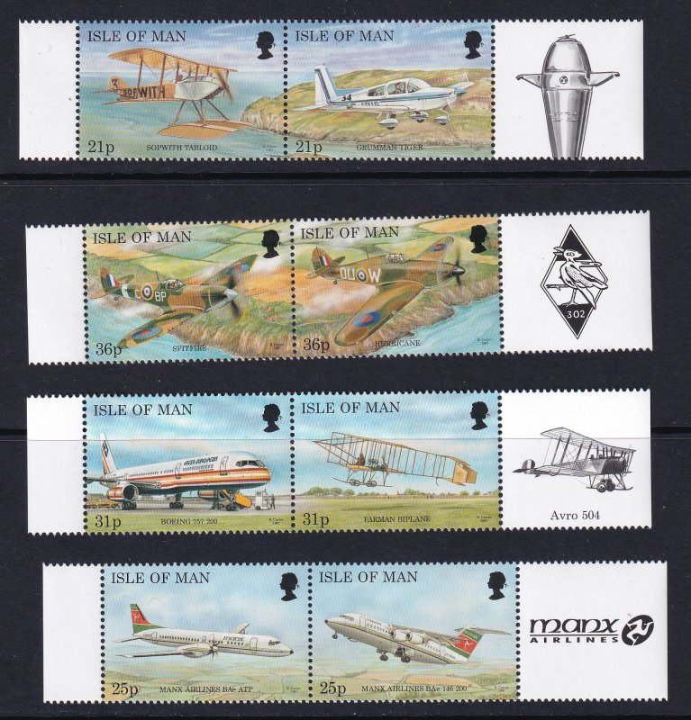 Isle of Man 1997,Aircraft  MNH Pairs Set   # 744-751