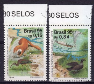 Brazil 1995 Sc#2554/2555 BIRDS-FISHES-WILDLIFE-LUBRAPEX Set (2) MNH